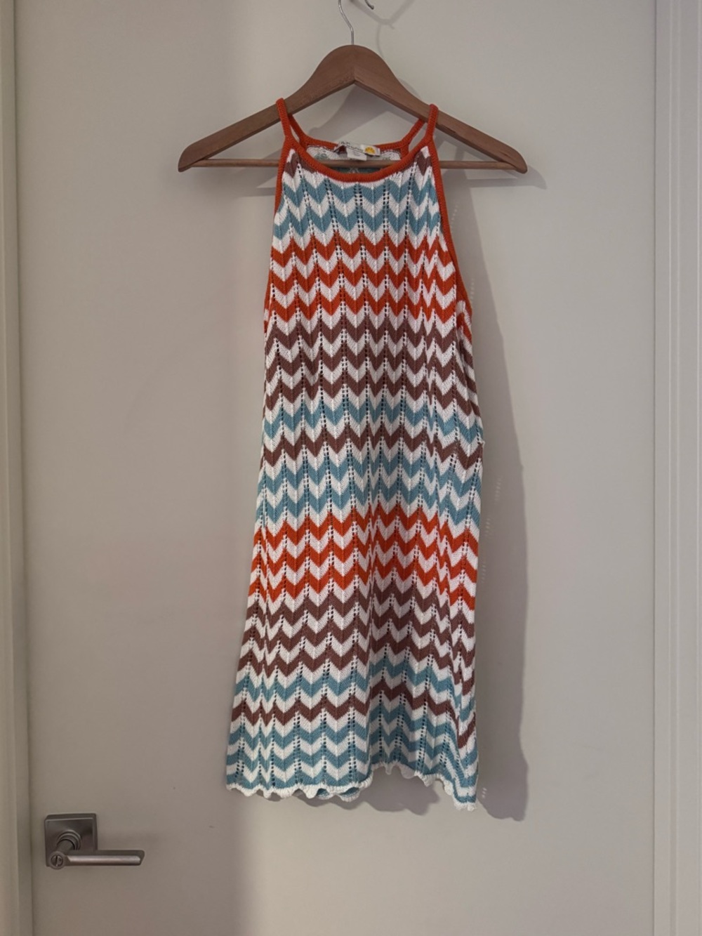 C&C California Chevron Knit Halter Coverup - Orange, Blue, Brown, White